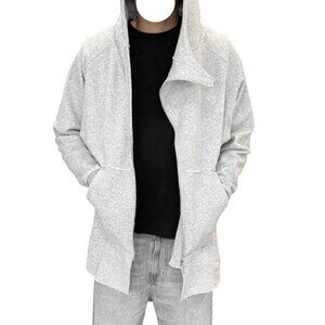 NWT JLUX LABEL MENS ASYMMETRIC GRAY ZIP-UP HOODIE SWEATSHIRT JACKET